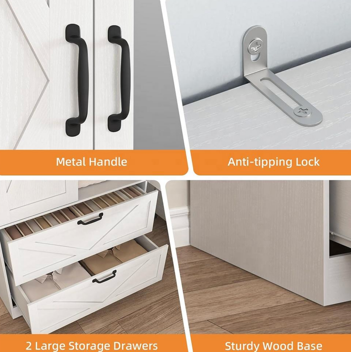 Modern 2-Door Bedroom Wardrobe with Mirror