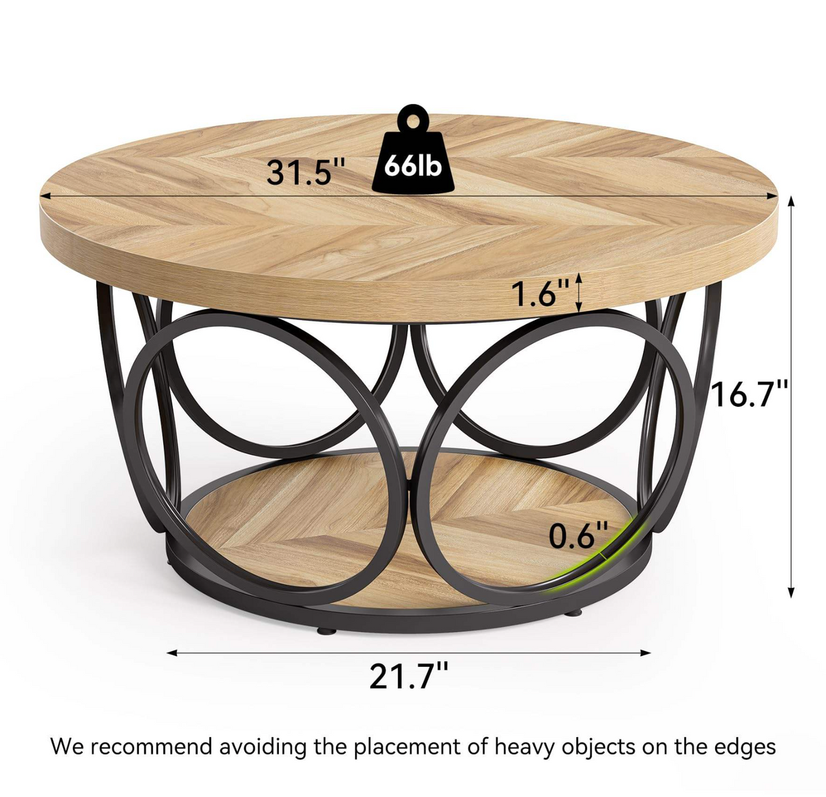 Large Round Brown Coffee Table