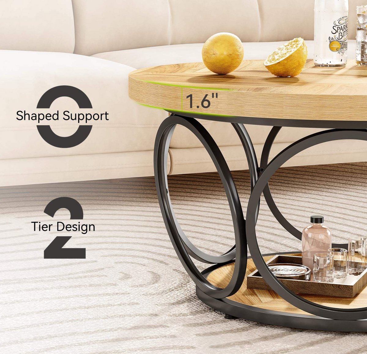 Large Round Brown Coffee Table